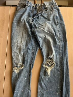 Blue Distressed women Jeans with sparkle
